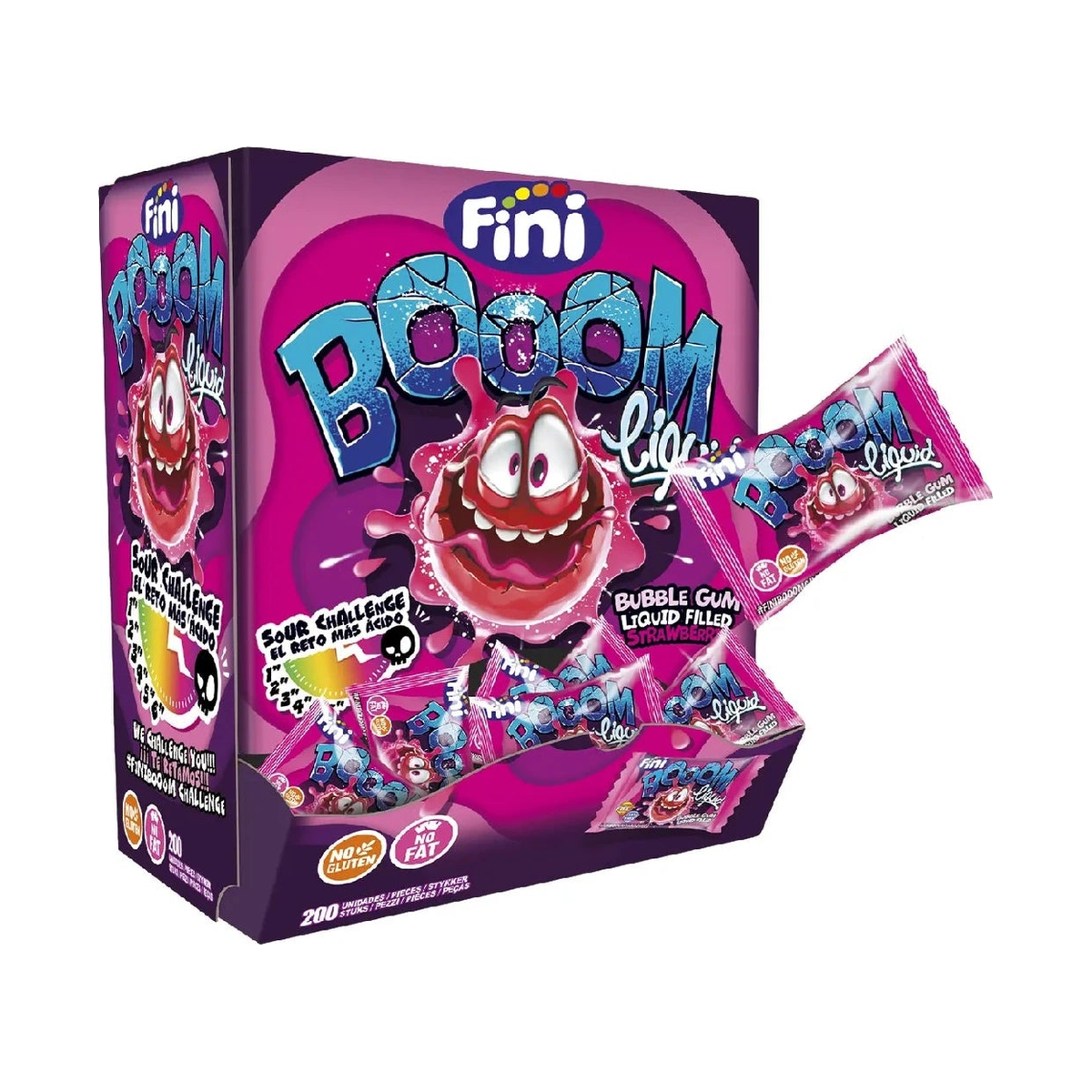 Fini Boom gum strawberry liquide — boîte de 200