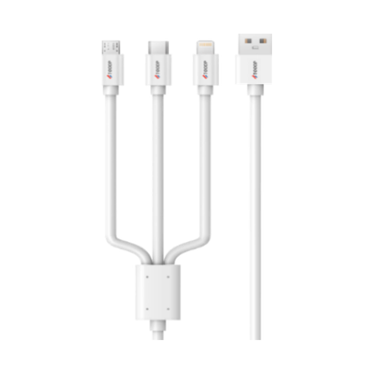 Tooop câble 3-en-1 blanc 1 m